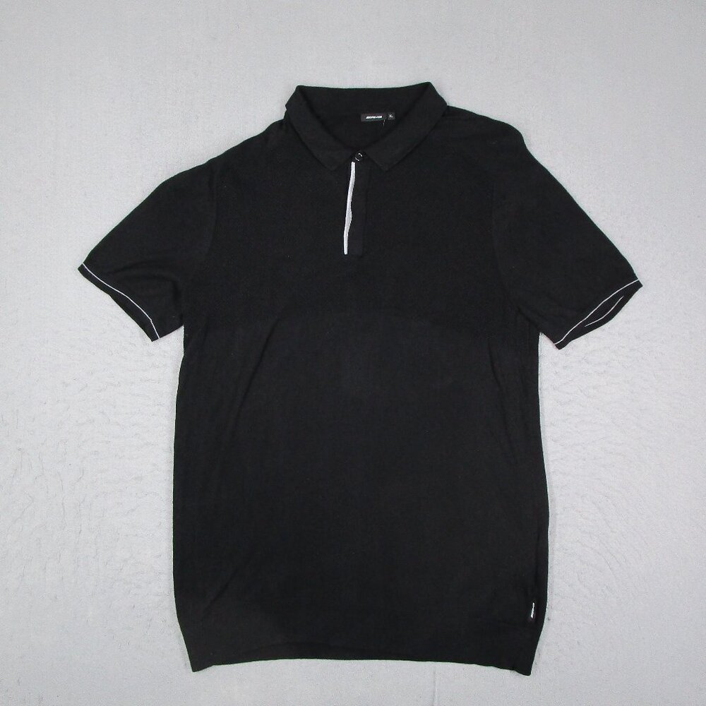 AMG Mercedes Polo Shirt Mens XL Black Silk Blend Knit Short Sleeve Cars Racing